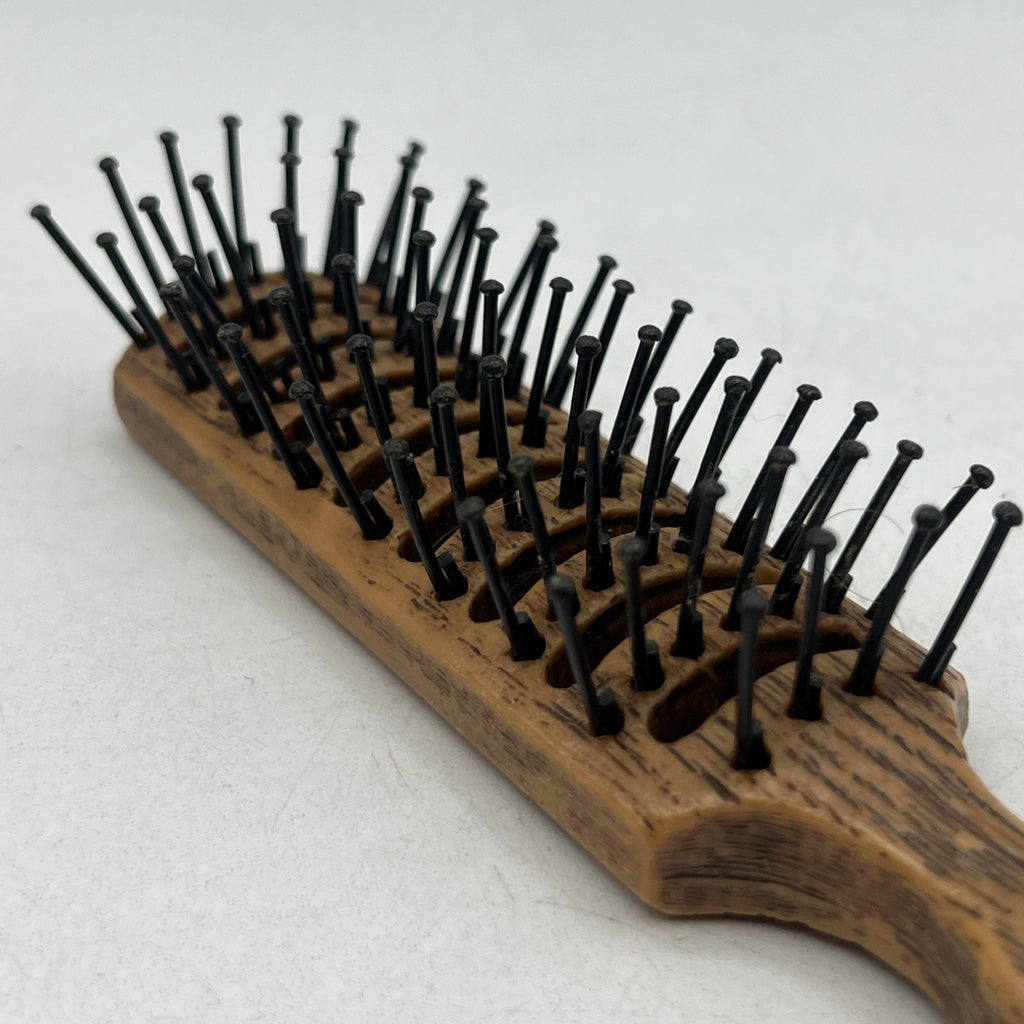 Vintage Goody Faux Wood Grain Hair Brush Nylon Bristles Smoothing Brown 7.5”