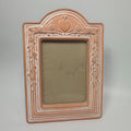 Vtg 1990s Whitewashed Terracotta Hear Rose Ceramic Picture Frame 4.25 x 6.25"