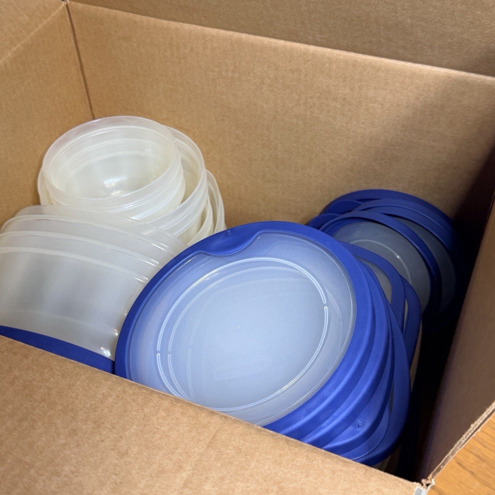Vtg Rubbermaid Servin Seal n Saver Container Set Blue Clear Easy Find Lid NEW