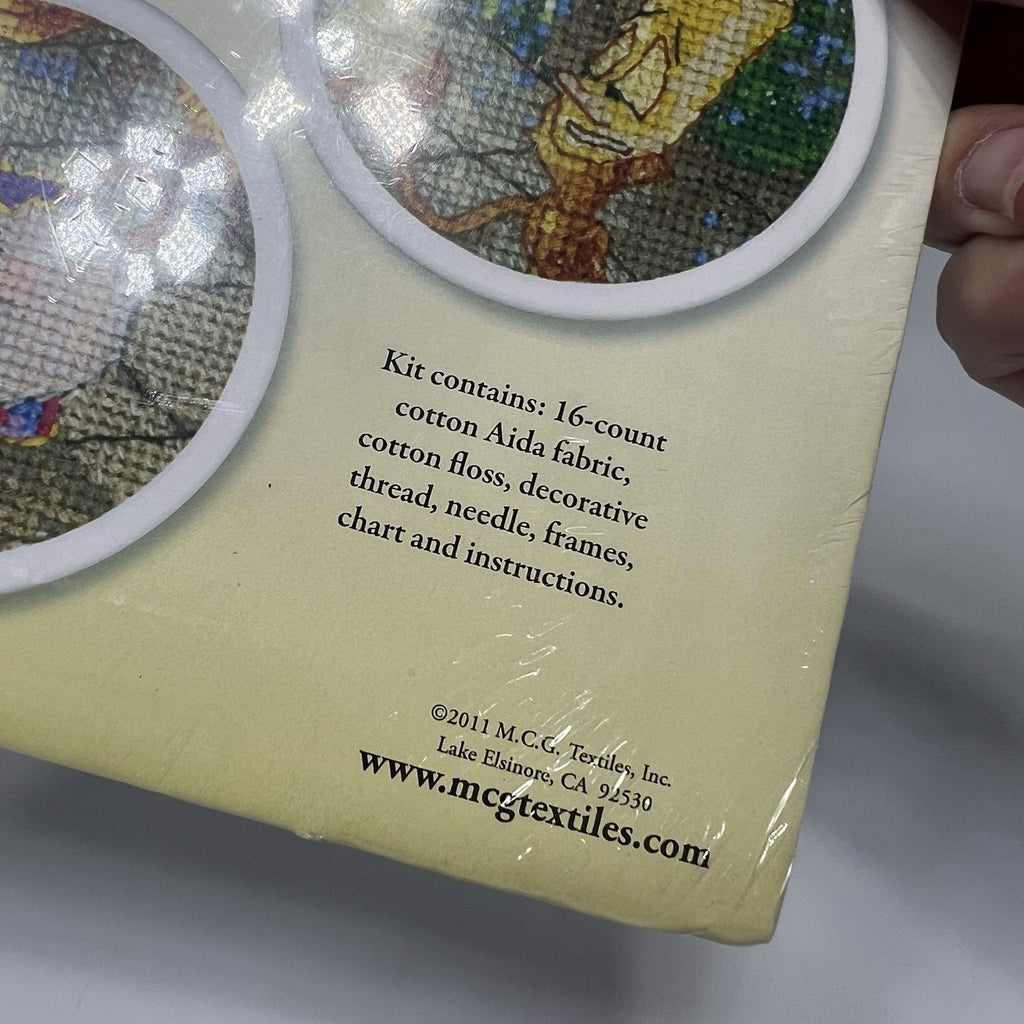 Set 4 Beauty and the Beast Cross Stitch Ornament Kit Disney Dreams Kinkade 3"