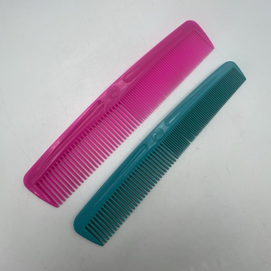 Set 2 Vintage Goody Hair Combs Hot Pink Teal Green Plastic 80s 90s Retro Pocket