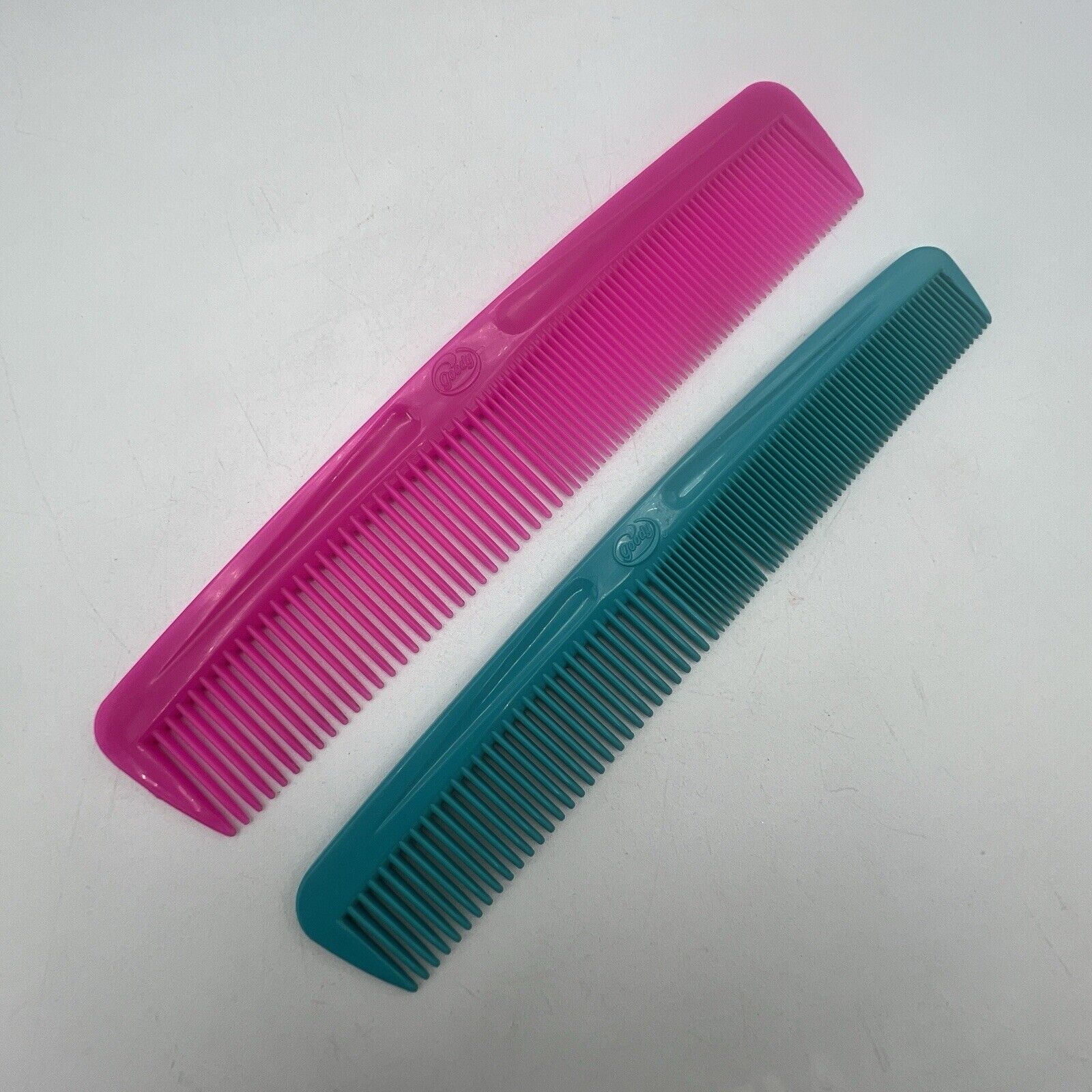 Set 2 Vintage Goody Hair Combs Hot Pink Teal Green Plastic 80s 90s Retro Pocket
