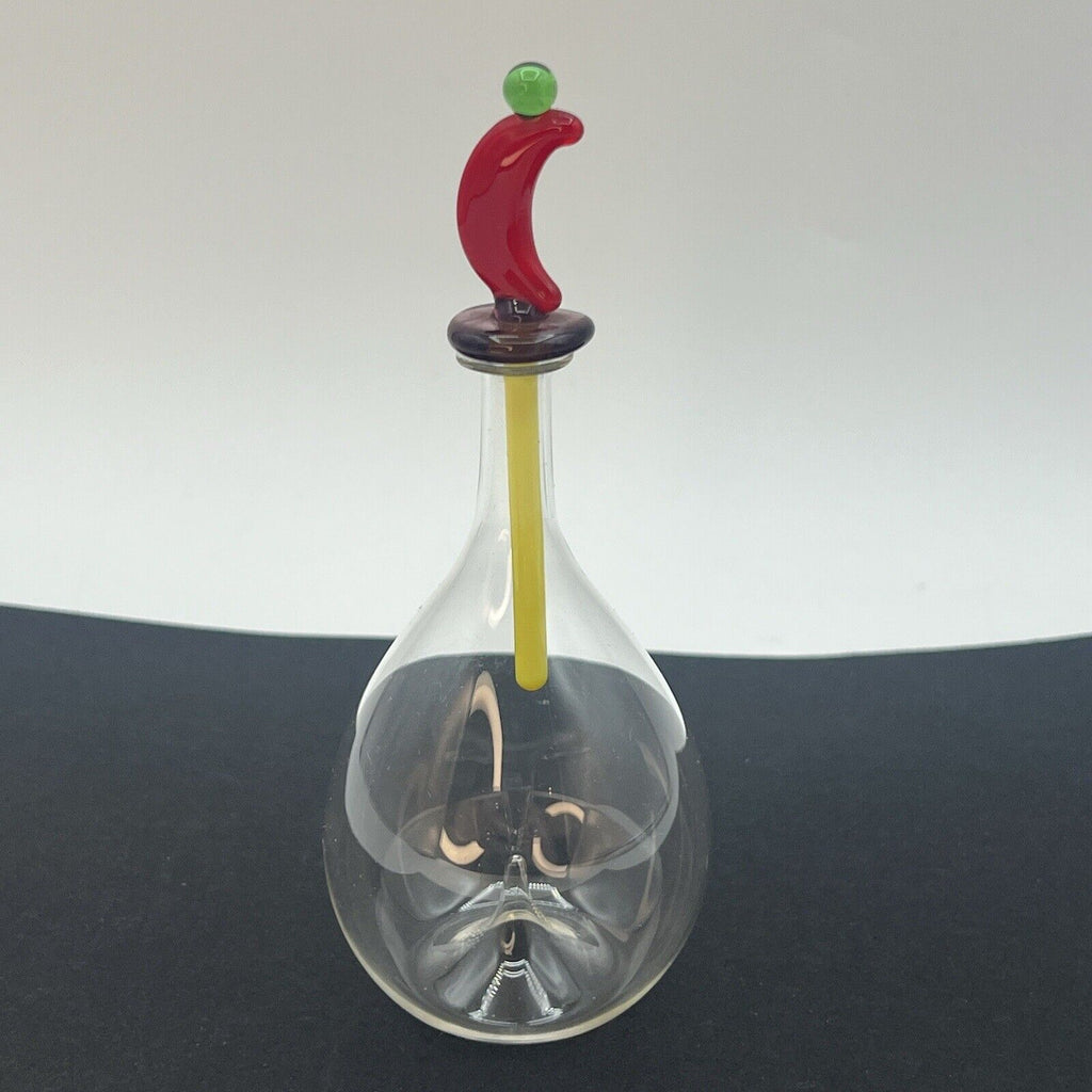 Venetian Art Glass Hand Blown Perfume Bottle Dabber Crescent Moon Colorful 5"