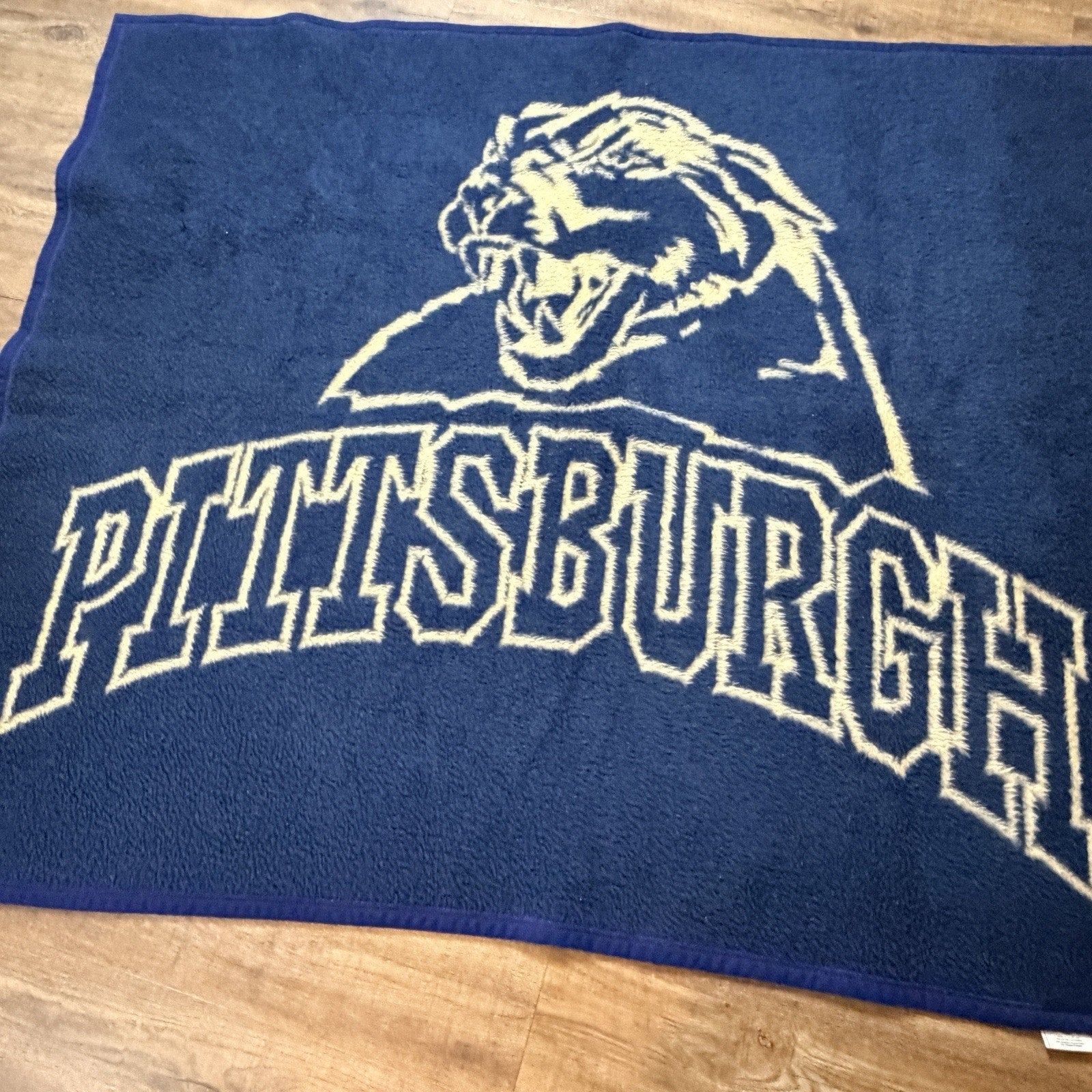 Vtg Biederlack Pittsburgh University Pitt Stadium Blanket Panthers 54x62" Retro