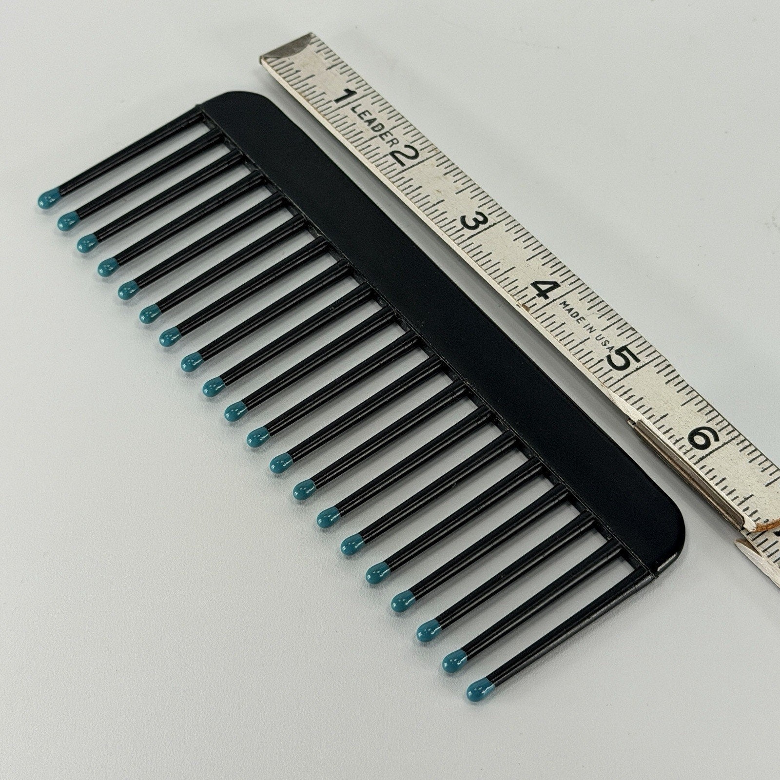 Vintage Black Teal Color Dip Wide Tooth Comb 80s 90s Plastic 6.5"