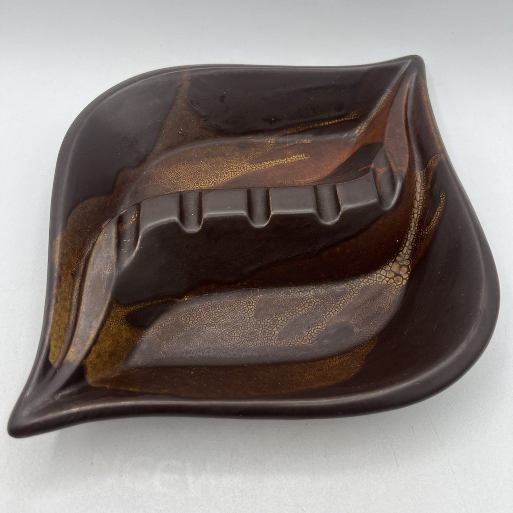 Vtg Royal HAEGER 2094 Brown Earth Wrap Molted Ashtray USA 12.5" MCM 1970s