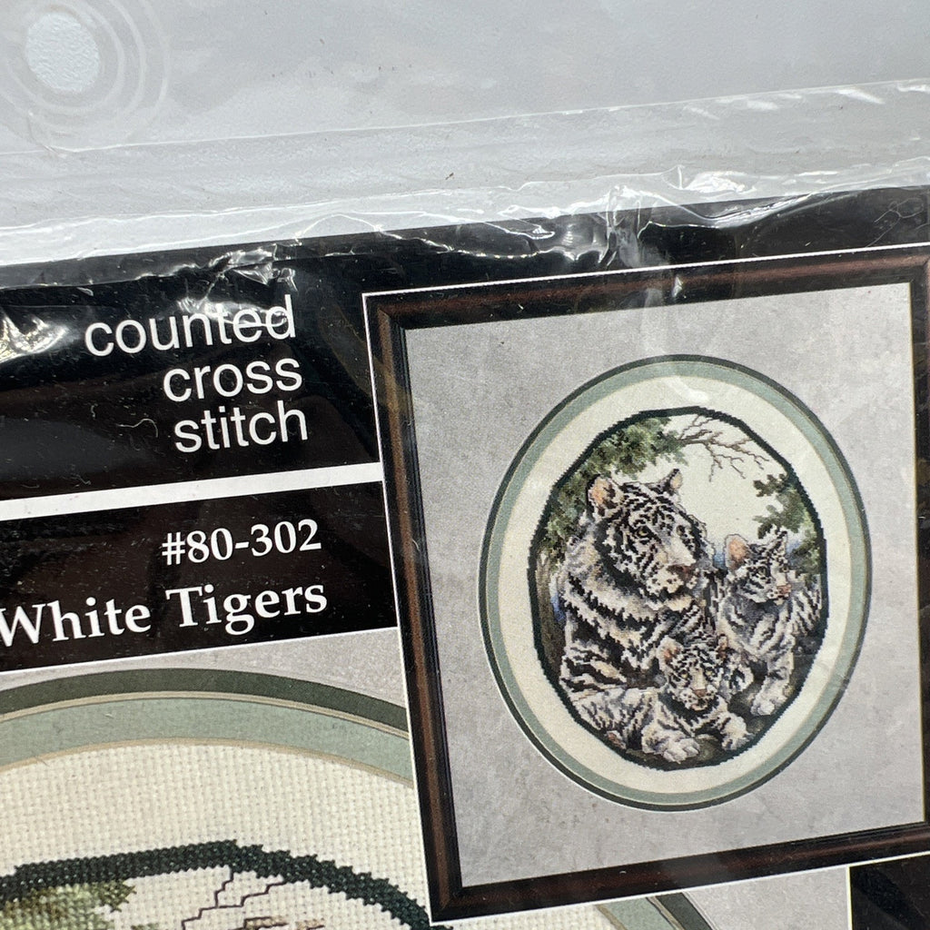 Jaylynn White Tigers Cross Stitch Kit 80-302 Stoney Creek 9x12" 1995 USA