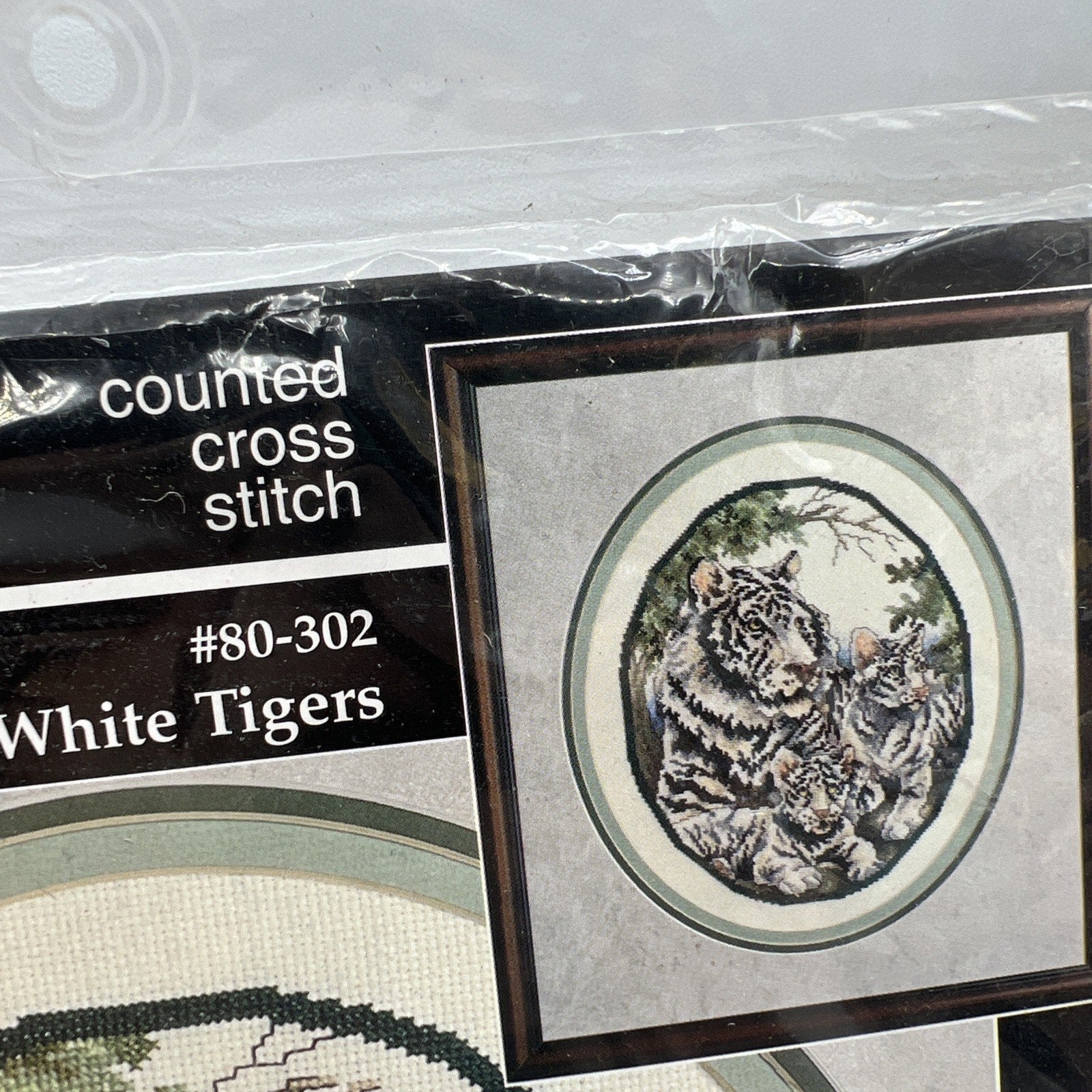 Jaylynn White Tigers Cross Stitch Kit 80-302 Stoney Creek 9x12" 1995 USA
