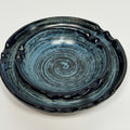 Vtg Stangl Pottery Blue Pompeii Ashtray Striped Navy Turquoise 5232 MCM 6.5" USA