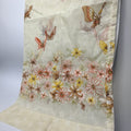 Set 2 Vtg1970s Flower Butterfly Sheer Cafe Curtains Nature Boho Brown Orange 36"