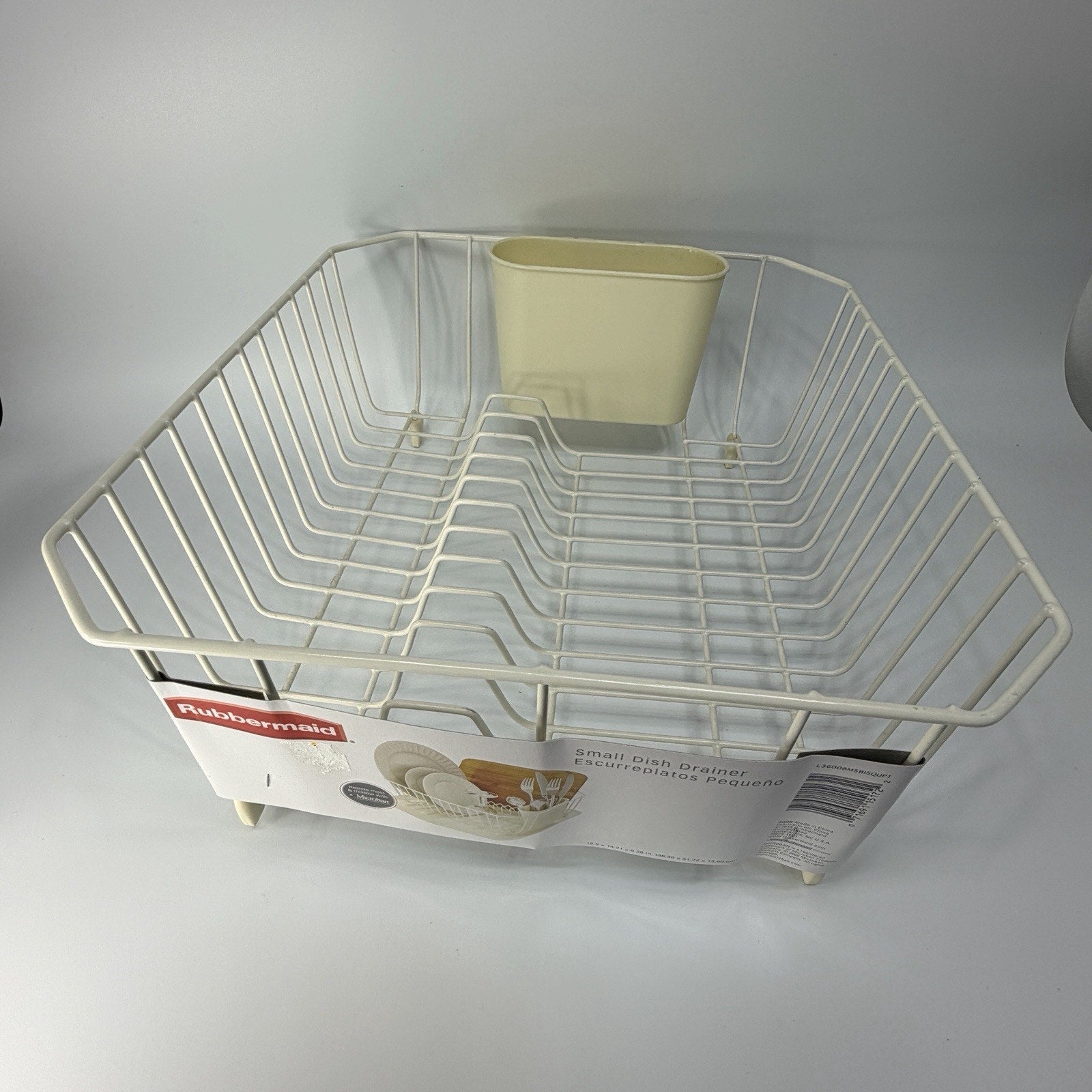 Rubbermaid 6008 Small Dish Drainer ALMOND White Coated Wire Rack Microban Square