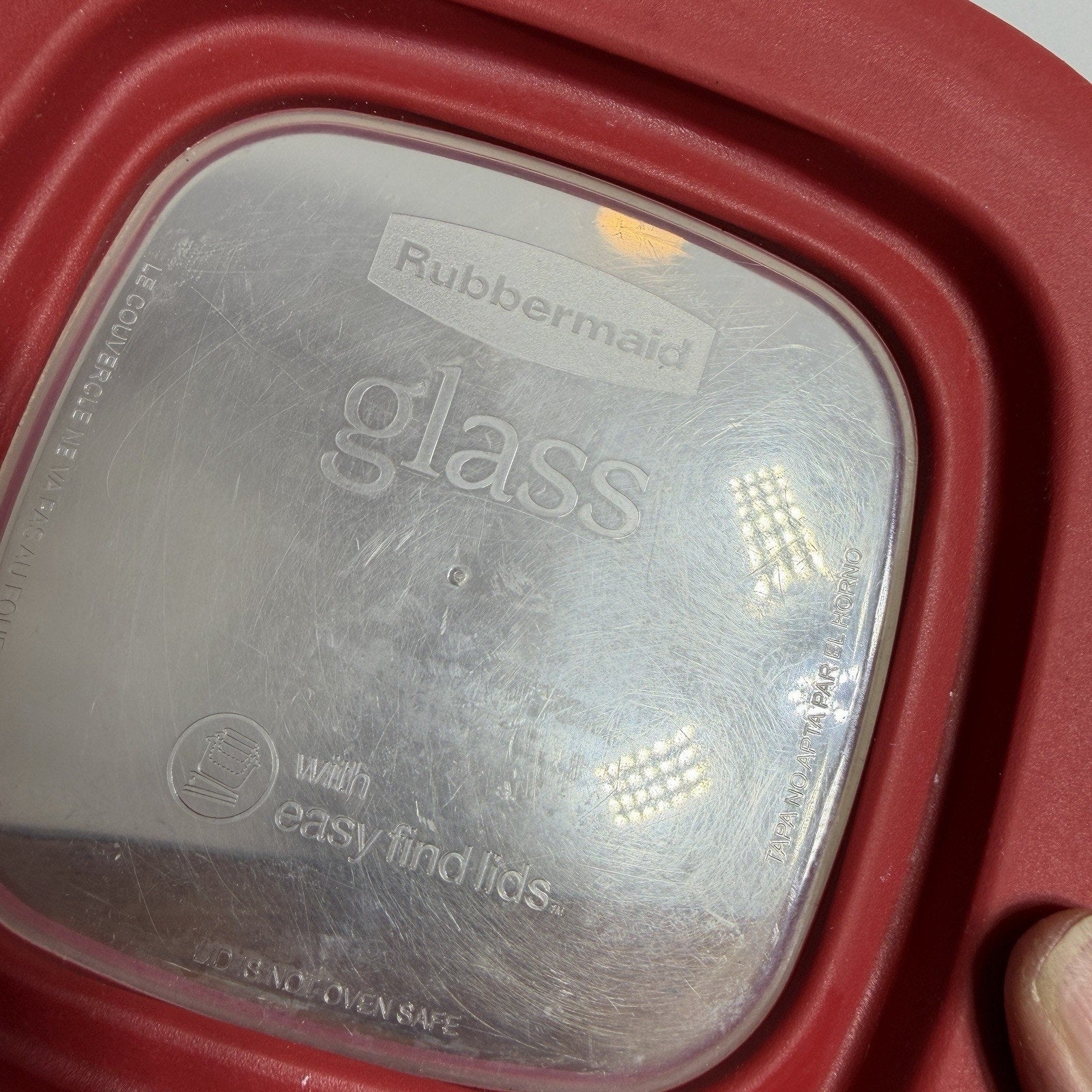 Rubbermaid Glass Food Storage 2.5 Cup Container Red Easy Find Lid 7N62 USA