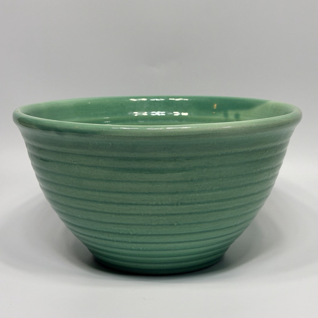 Vintage Bauer Ringware Mixing Bowl Turquoise Green Glaze #12 USA Stoneware 9.25"