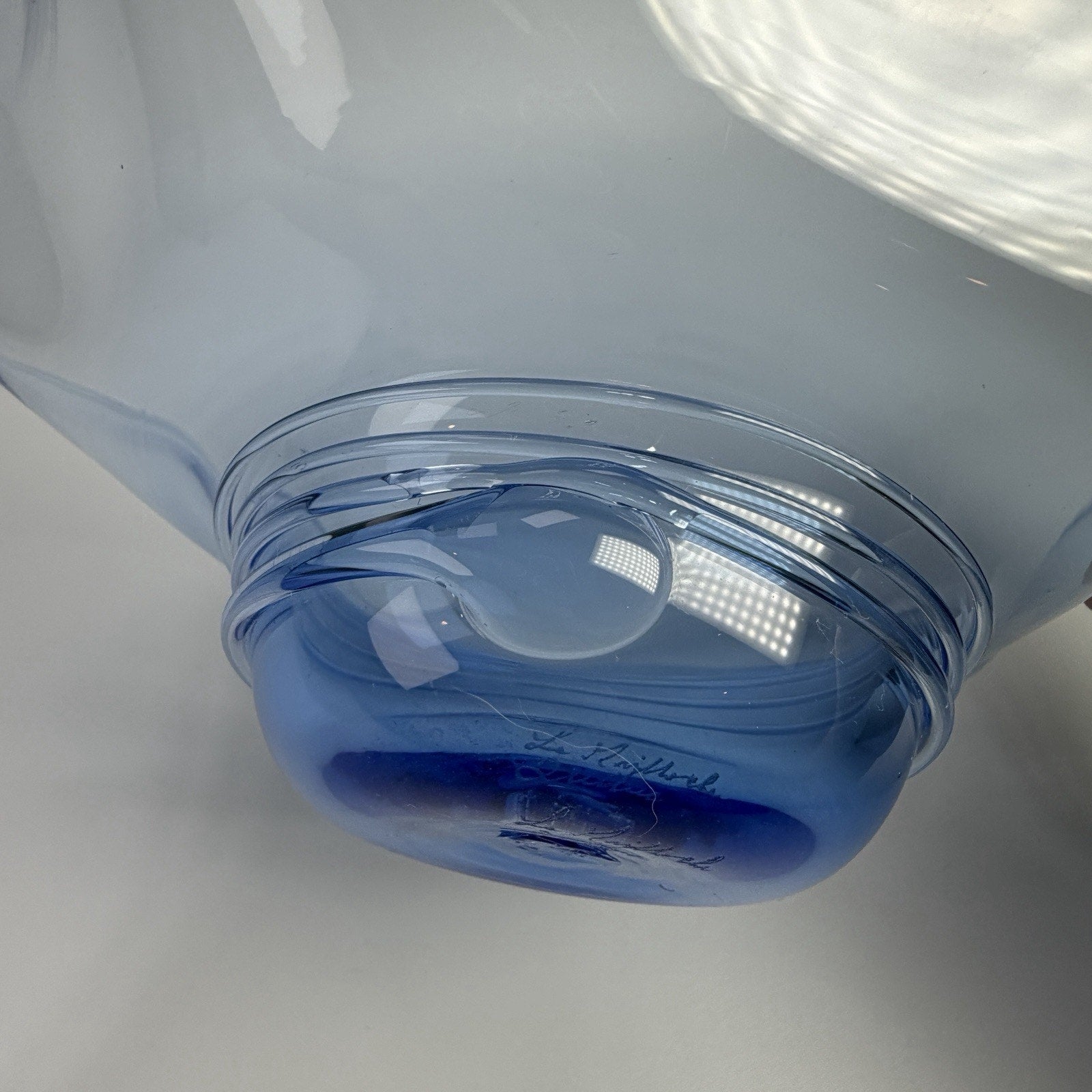 La Mailloche Quebec Studio Art Glass Light Blue Bowl Fluted Swirl SIGNED 7"
