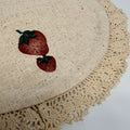 Vintage Hand Painted Stenciled Round Strawberry Doily 8" Lace Muslin Cottage