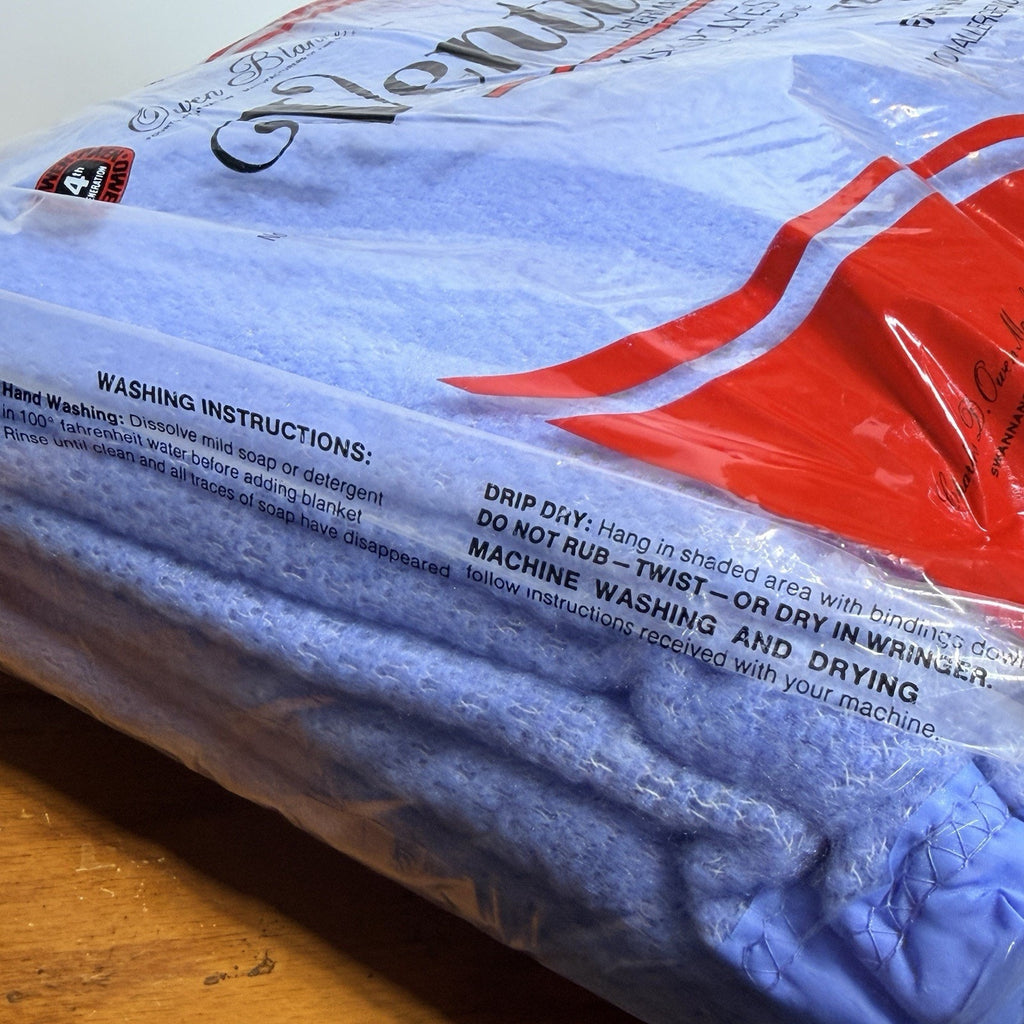 Owen Ventura Thermal Blanket Waffle Polyester Satin Trim 72x90 Blue Full Twin