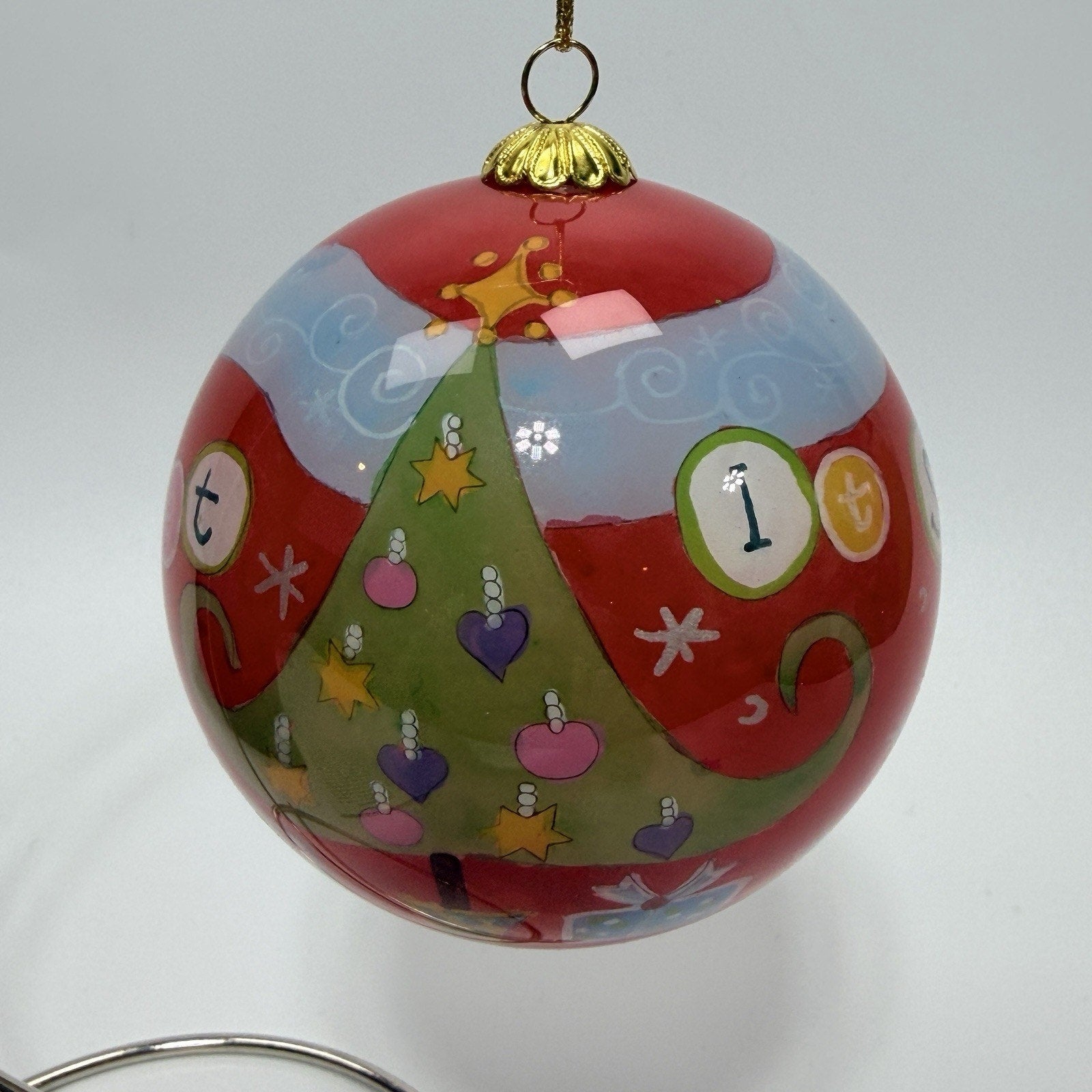 Pier 1 Li Bien Glass Ornament 2008 Let it Snow Christmas Tree Red 3.5" Box