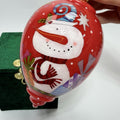 Pier 1 Li Bien Glass Tear Drop Snowman Christmas Ornament 5.5" Red Gifts 2011