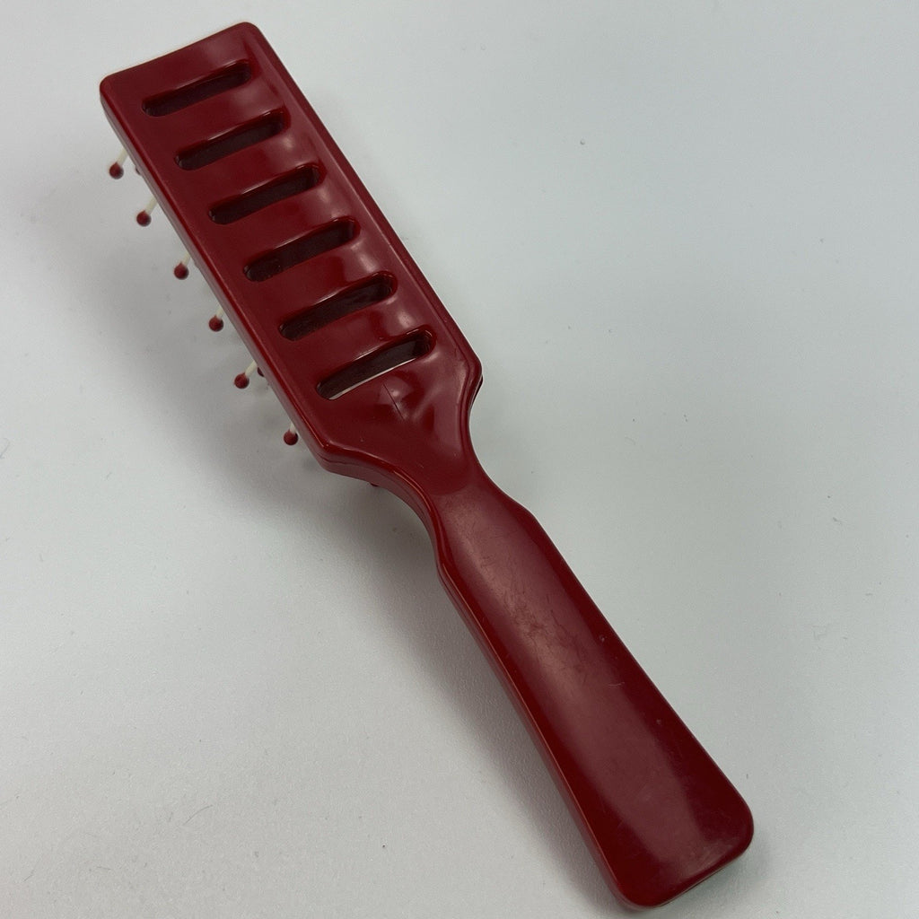 Vintage Goody Hair Styling Vented Brush Ball Tip Red Plastic USA 6" Travel