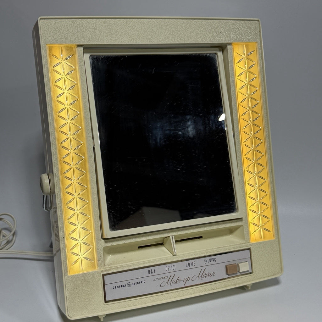 Vtg GE General Electric Lighted Make Up Mirror 4 Settings Model B21M-1 Tested