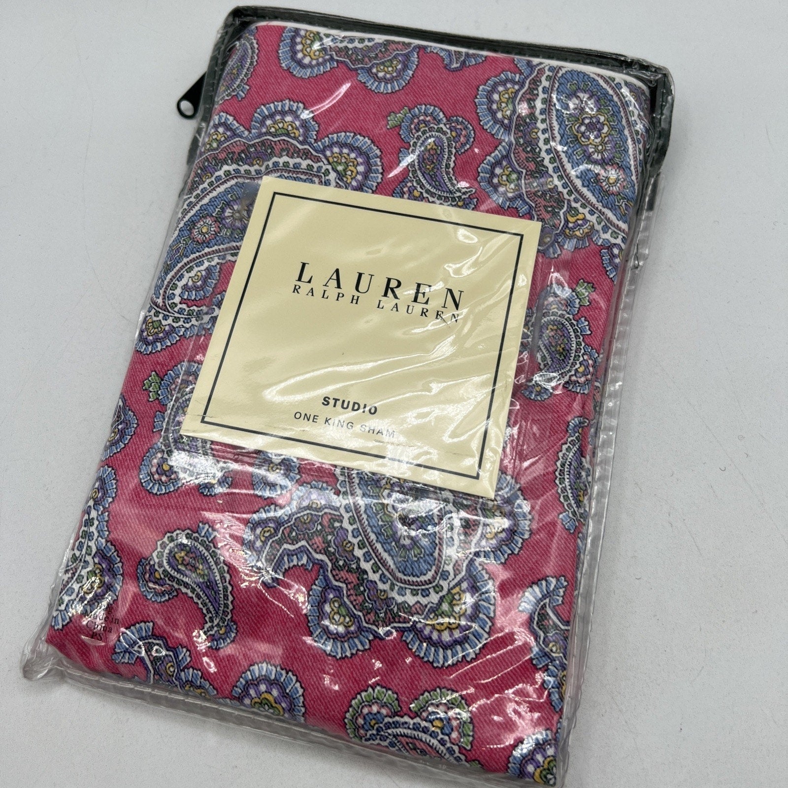 Ralph Lauren Studio Paisley AZALEA Pink KING Pillow Sham NEW