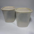 Set 2 Rubbermaid #6 Servin Saver Square 12 Cup Storage Canisters Almond Lids