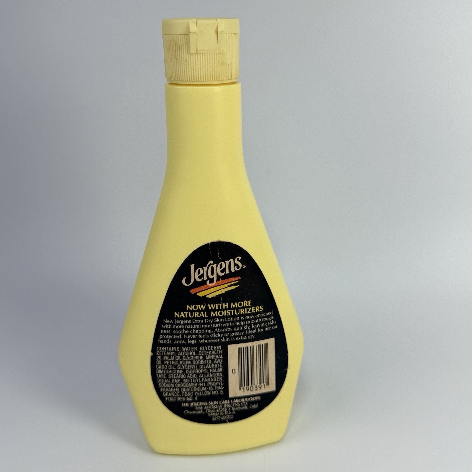 Vtg 70s 80s Jergens Extra Dry Skin Lotion 10 FL OZ Yellow Plastic Prop 50% Full