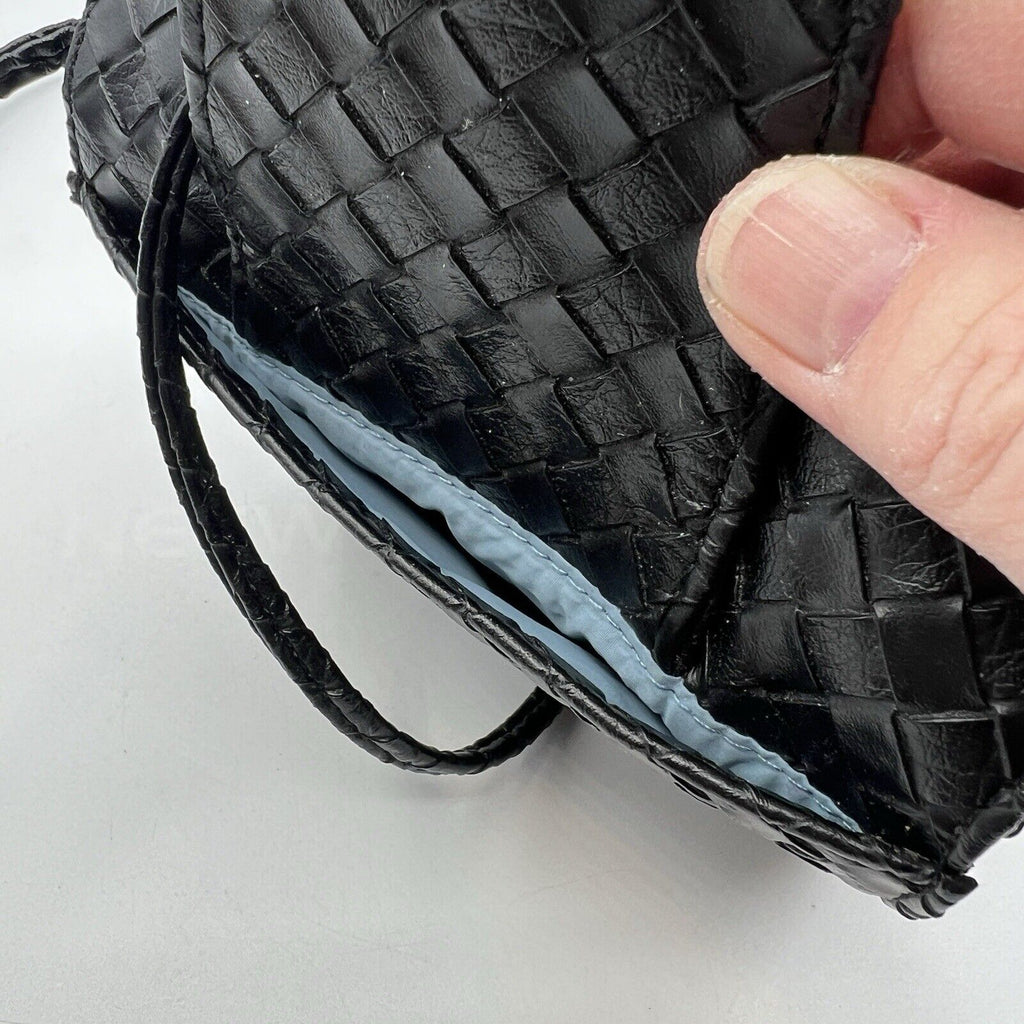 Small Black Travelon Black Woven Convertible Crossbody Belt Bag Fanny Purse 6"