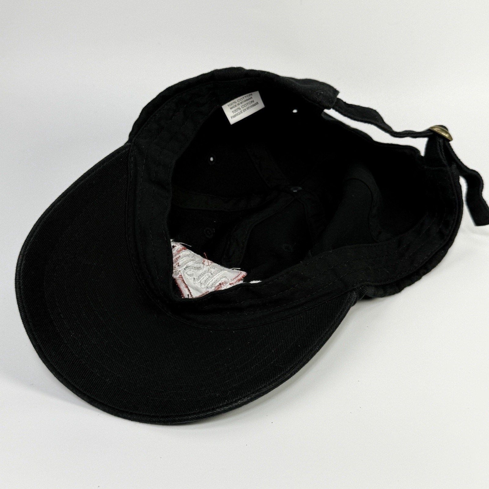 Black Banksyland Adjustable Hat Cap Embroidered Cotton Red Heart Banksy