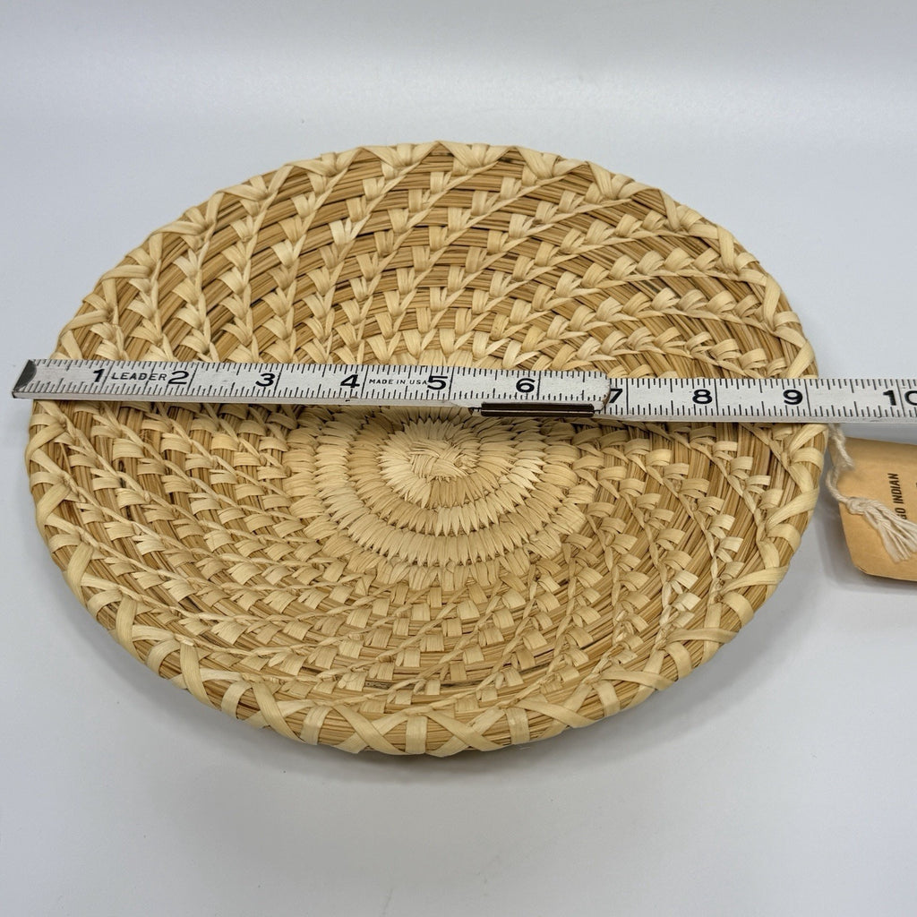 Vintage Papago Indian Shallow Grass Basket Tray Bowl Kitt Peak Arizona 9"