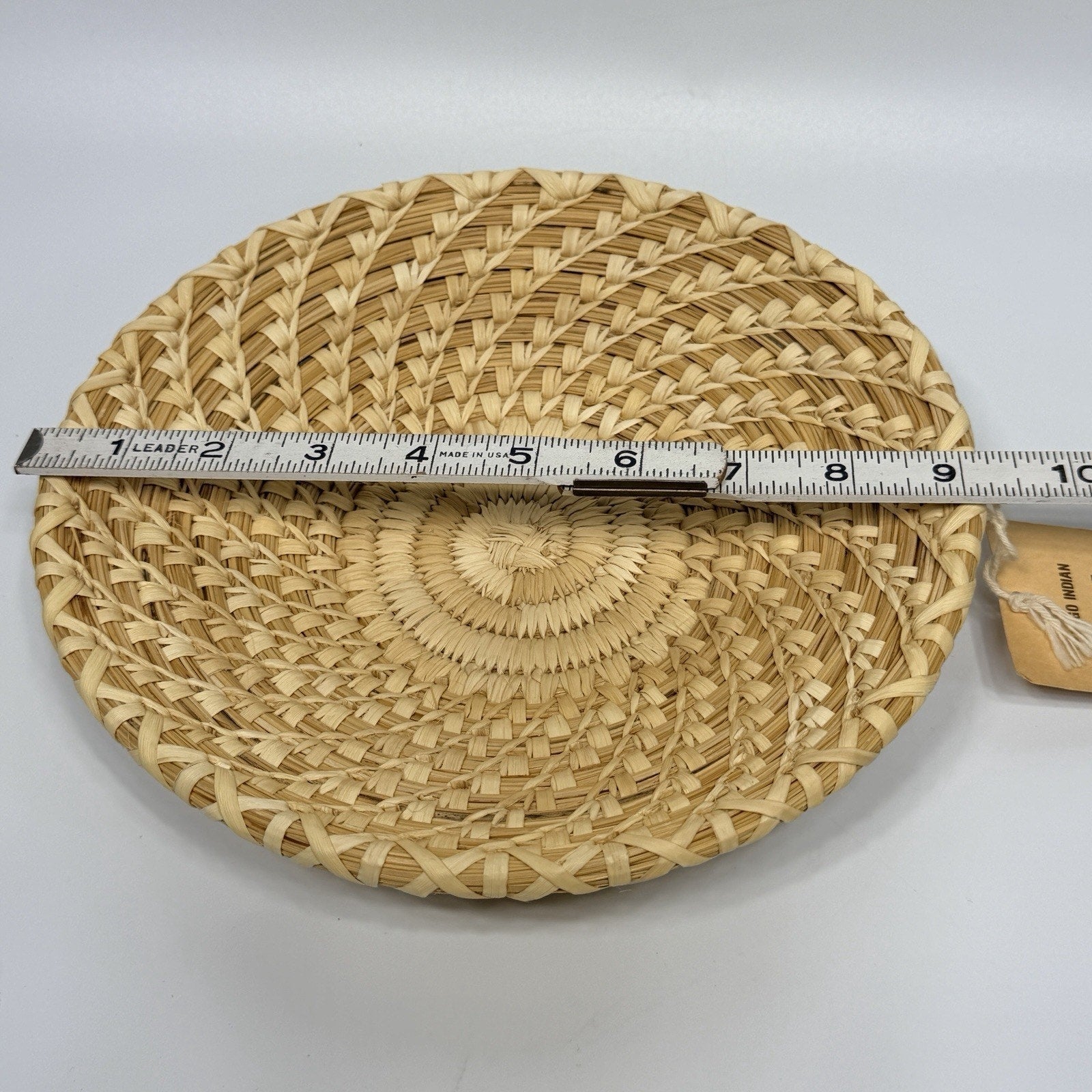 Vintage Papago Indian Shallow Grass Basket Tray Bowl Kitt Peak Arizona 9"