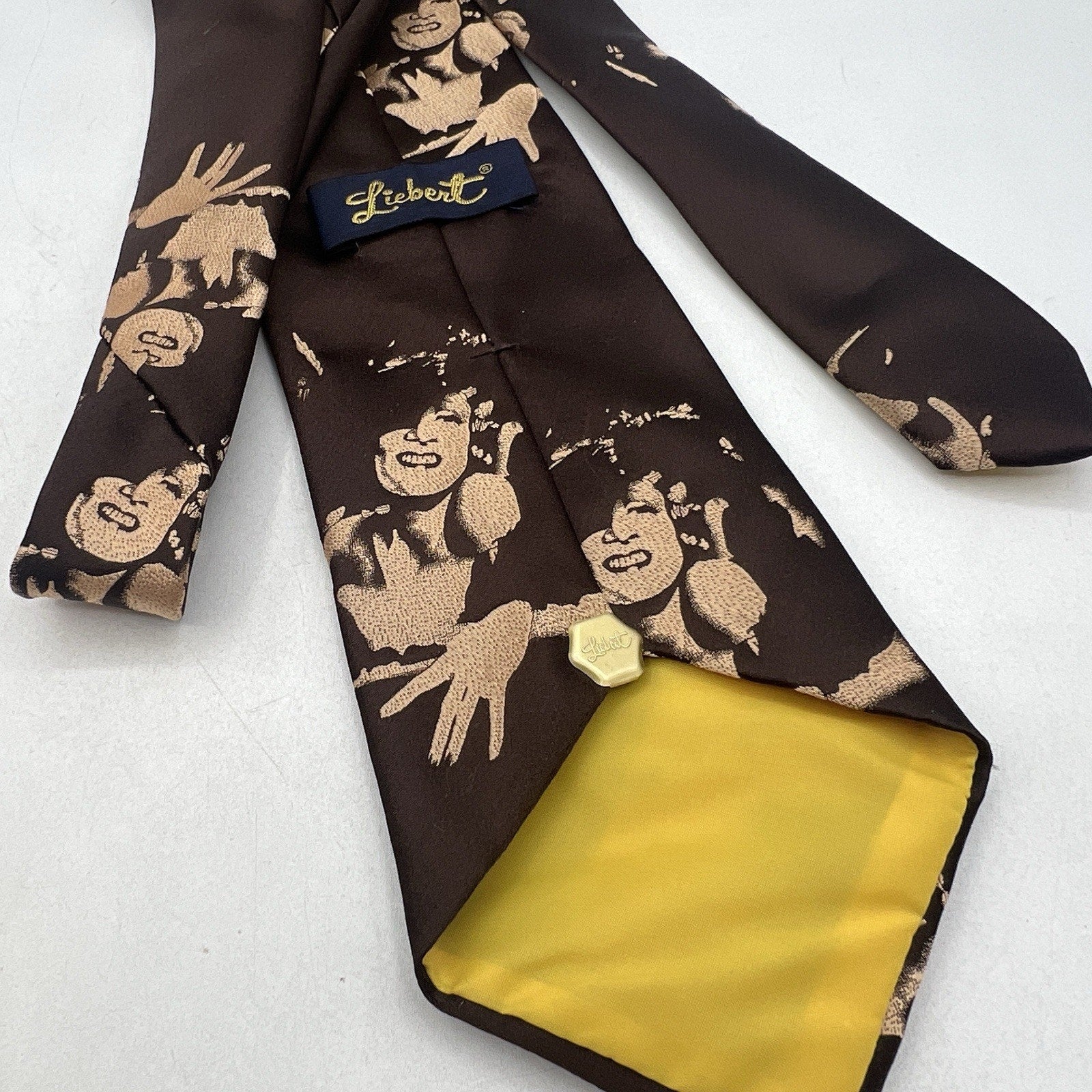 Vtg Liebert Brown Gold Woman Silhouette Neck Tie Pop Art Zoot Suit 40s 70s