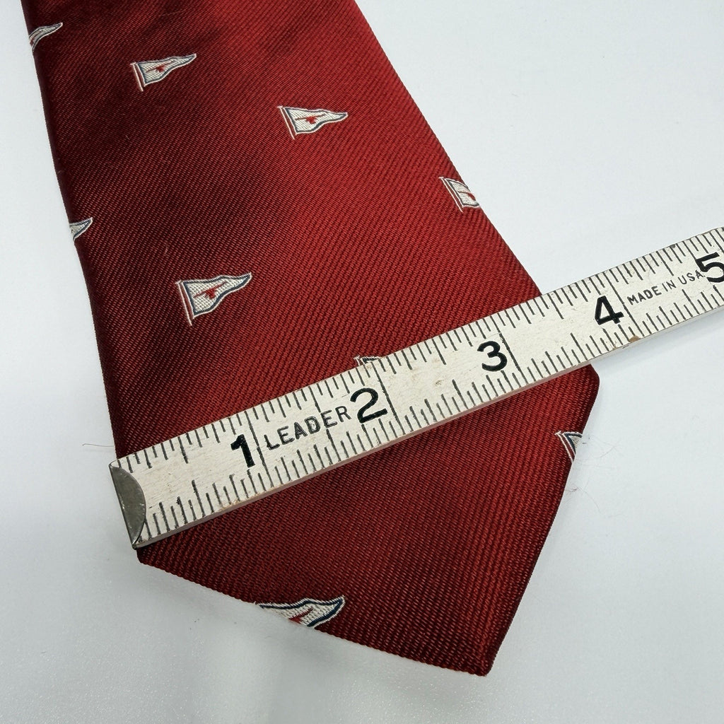 Vtg Fort Worth Boat Club Neck Tie Harbor Pennant Flag Texas Longhorn Red 3.5"