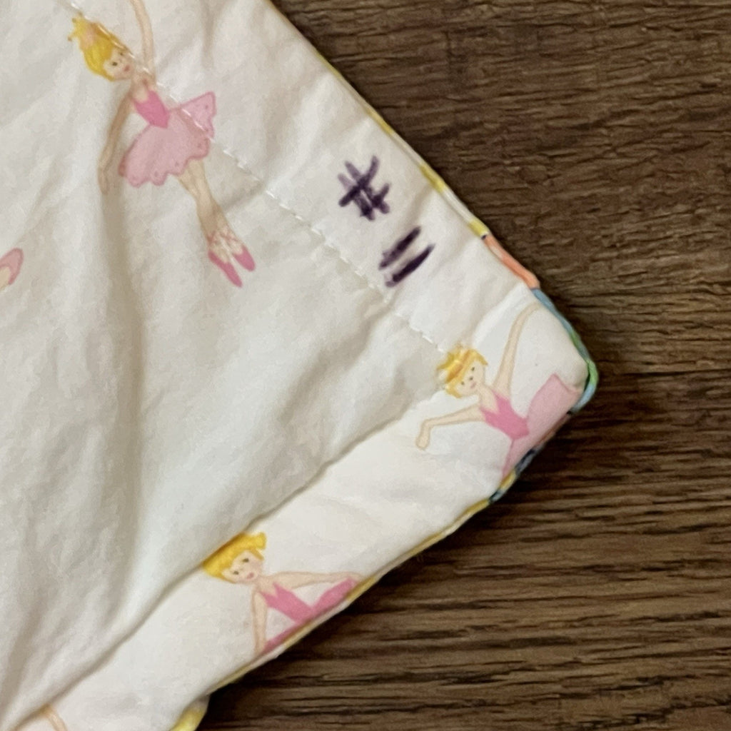 Vtg Homemade Infant Baby Quilt Crib Blanket Animals Yellow Pink Gingham 32x42