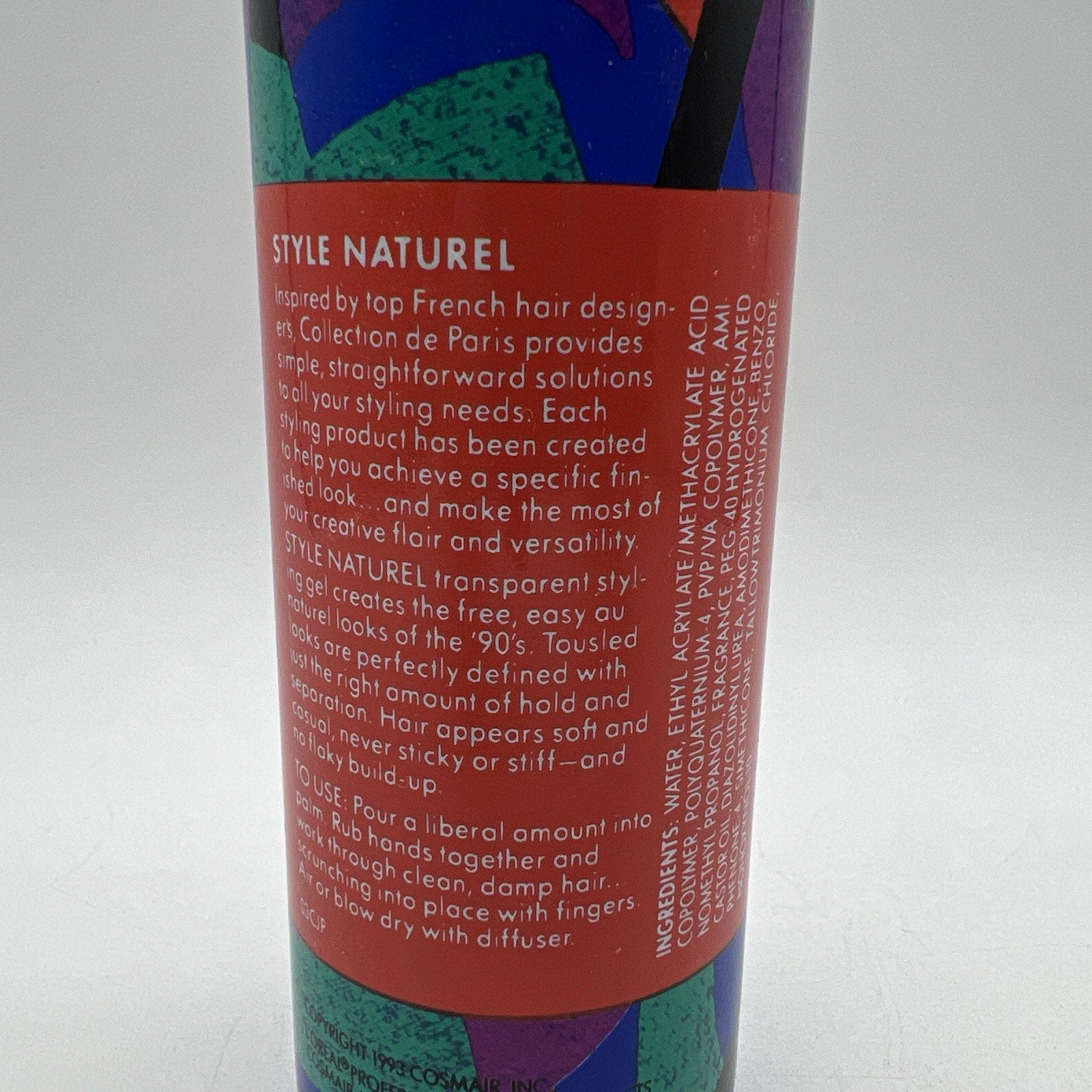 Vintage L'Oreal Collection De Paris Scrunching Gel 1993 Style Naturel 8 oz 90%
