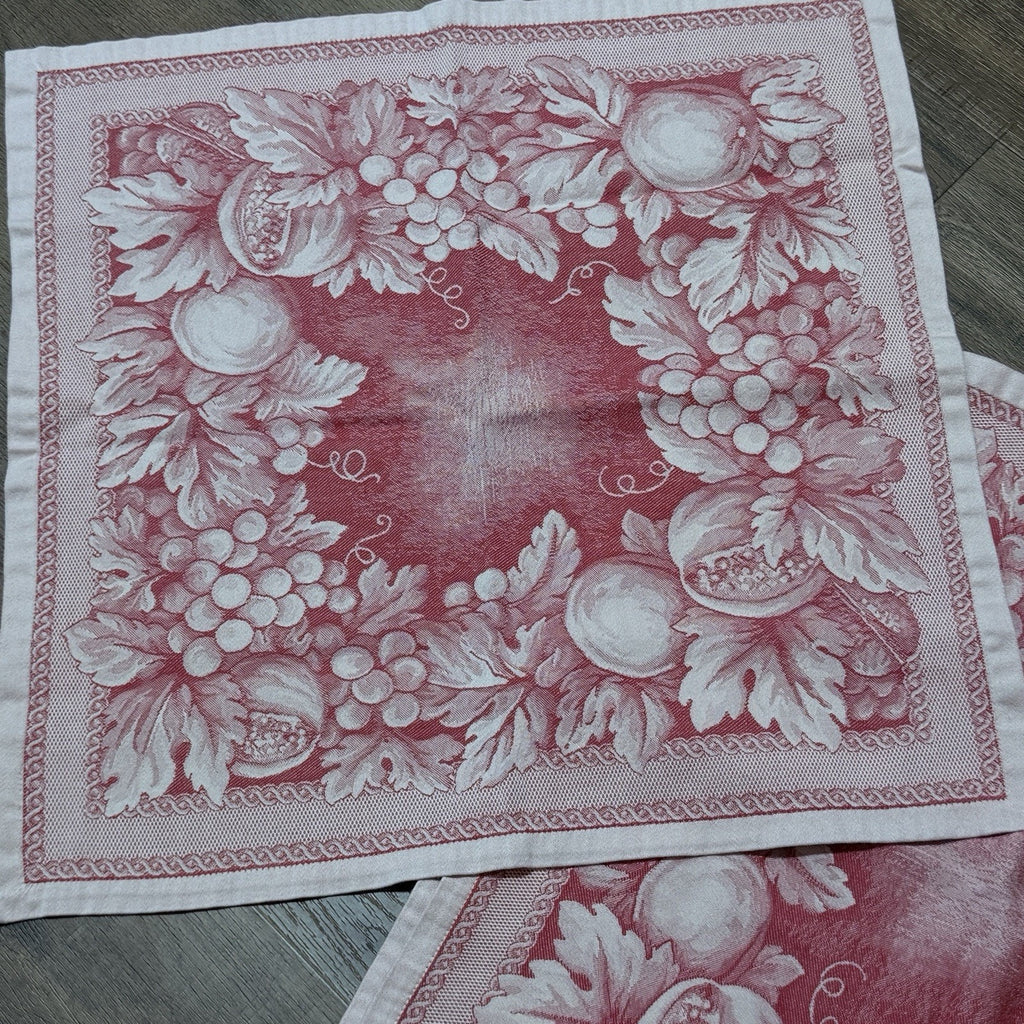 Set 4 Le Telerie Toscane Jacquard Dinner Napkins 20" Cotton Red Fruits Italy