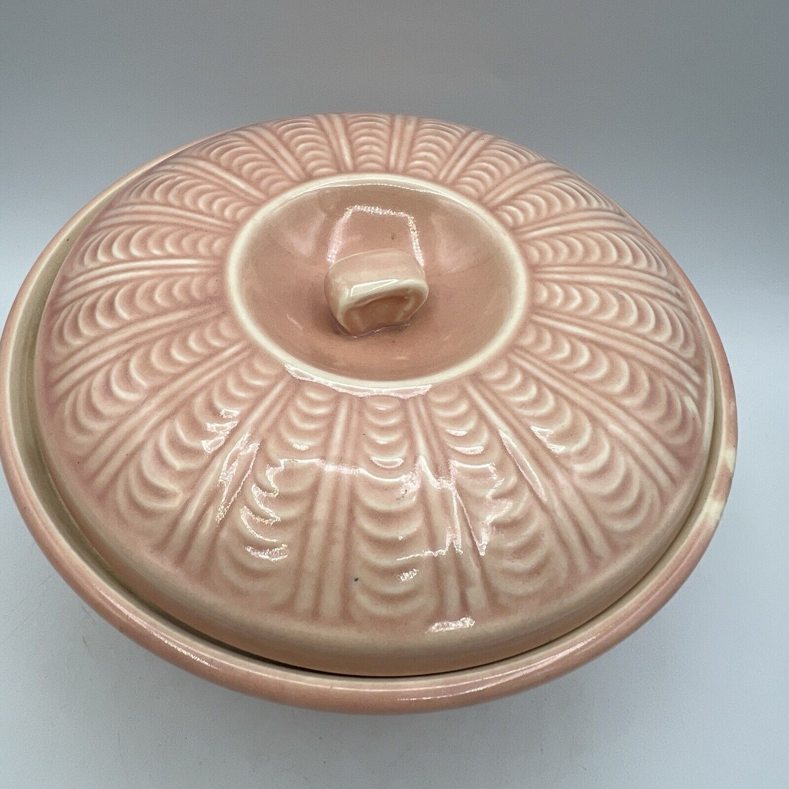 Vintage Hull Pottery Pink Quilted Bakeware Covered Casserole Dish Lid 8"