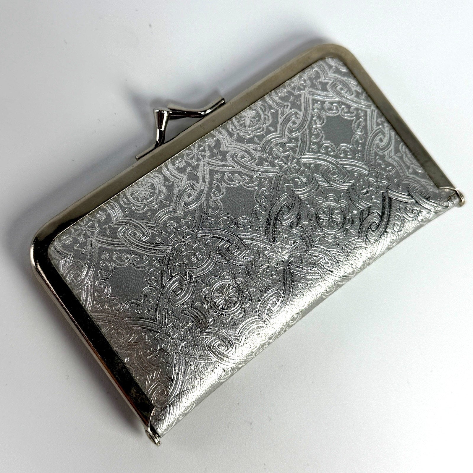 7 Pc Small Vtg Manicure Set Travel Purse Silver Leather Stainless Germany 4.5"