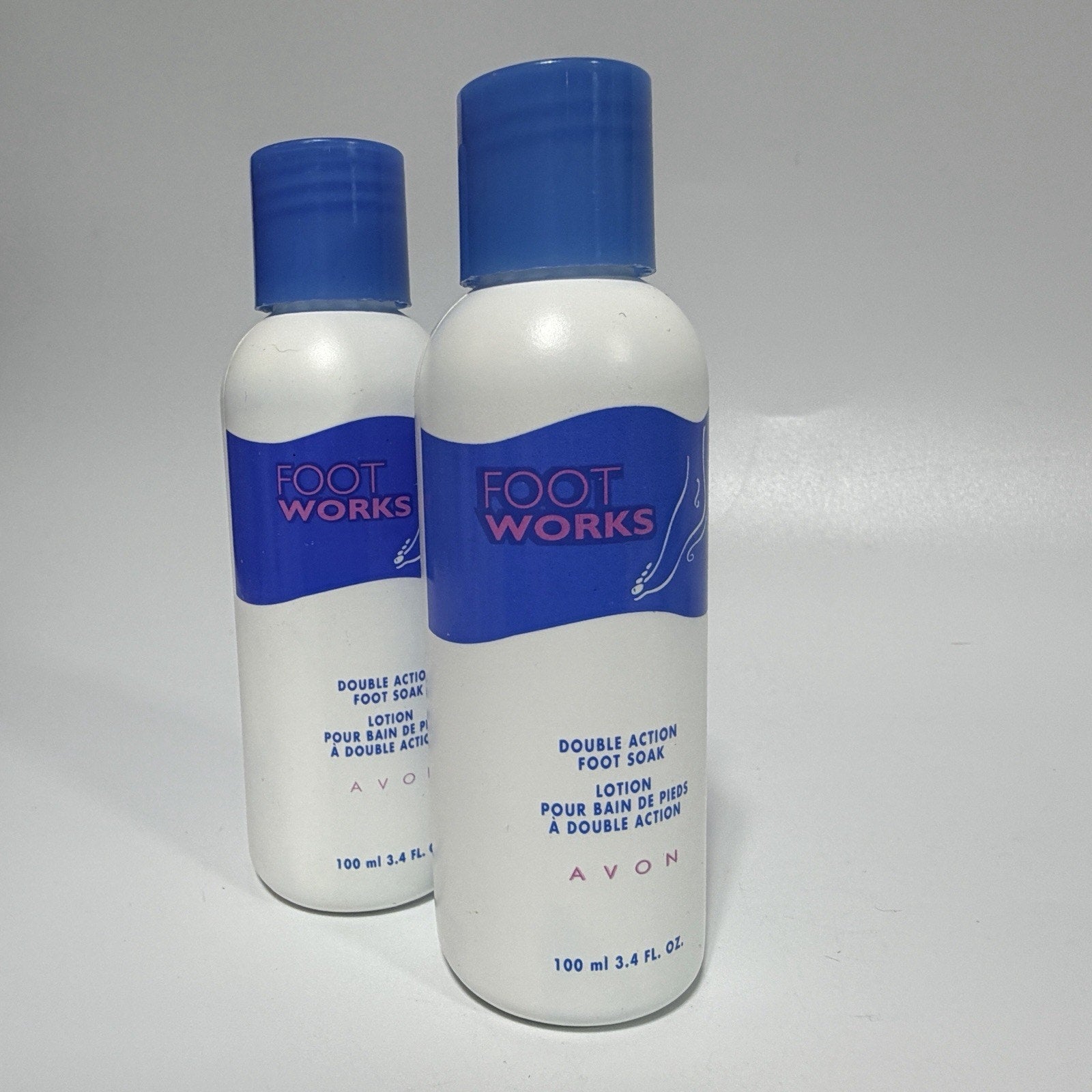 Lot 2 Avon Foot Works Double Action Foot Soak Lotion 2002 NEW 3.4 oz