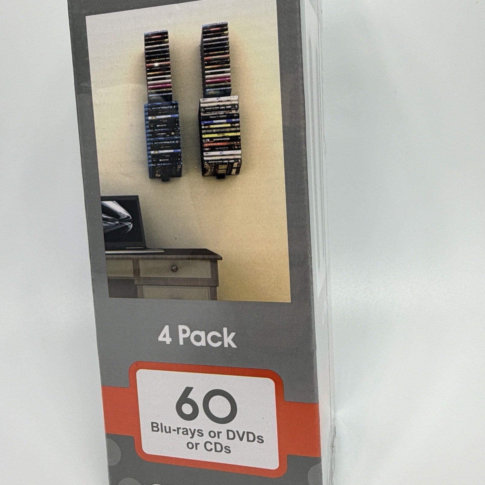 Atlantic Media Stix 60 Capacity CD DVD Storage Rack Wall Mount Organizer 4 Pack