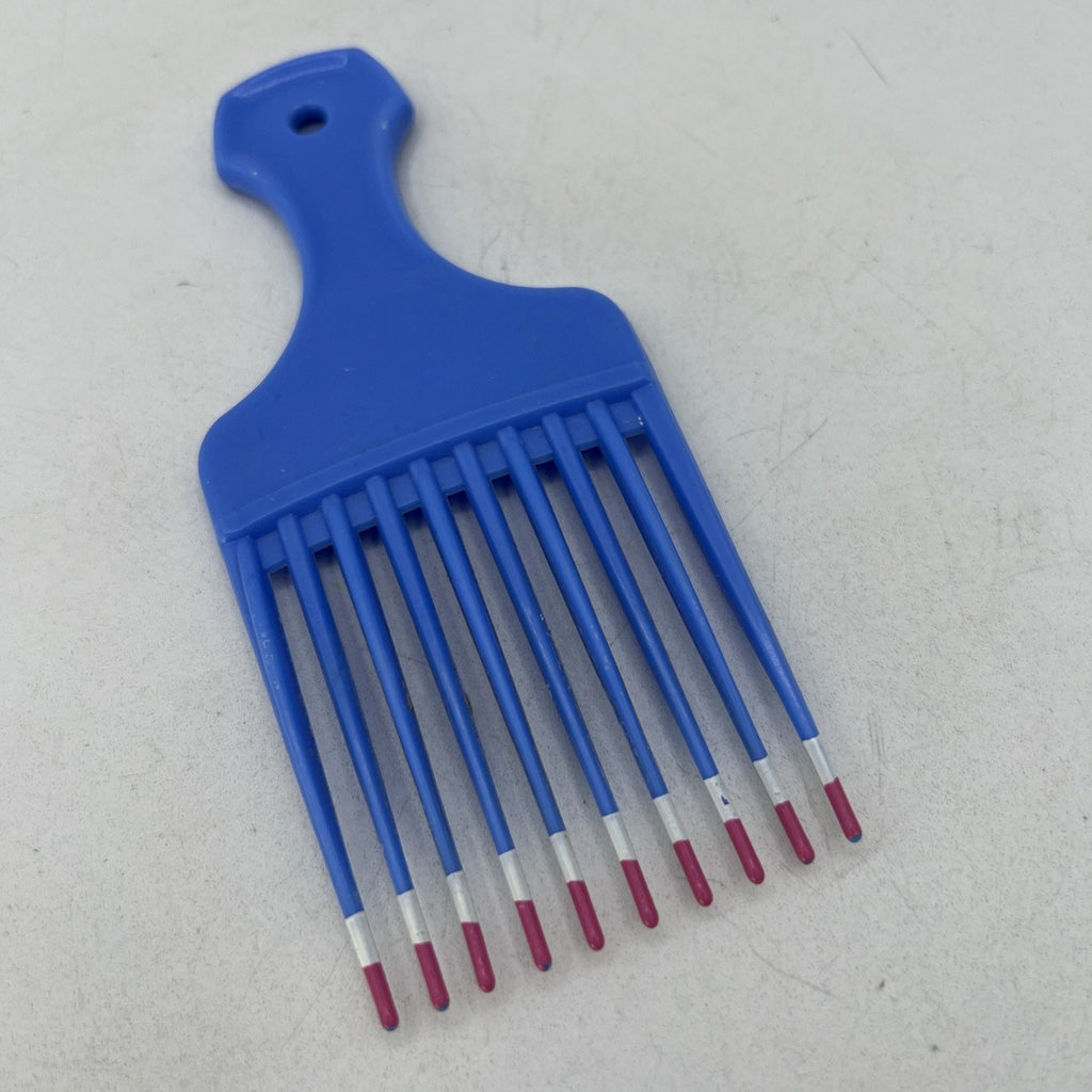 Small Vtg 1990s USA Patent 4345608 Color Dip Hair Pick Lift Comb Blue Pink 5"