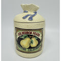 Vintage Hearth Home Goldenrod Pears Burlap Sack Kitchen Canister Jar 8" Ceramic