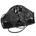 Vintage Black Leather Patchwork Purse Boho 80s 90s Black Hand Bag Cross Body 13"