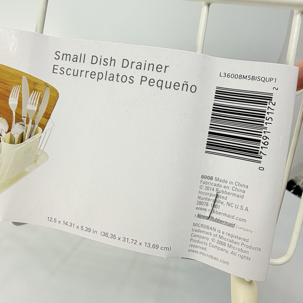 Rubbermaid 6008 Small Dish Drainer ALMOND White Coated Wire Rack Microban Square
