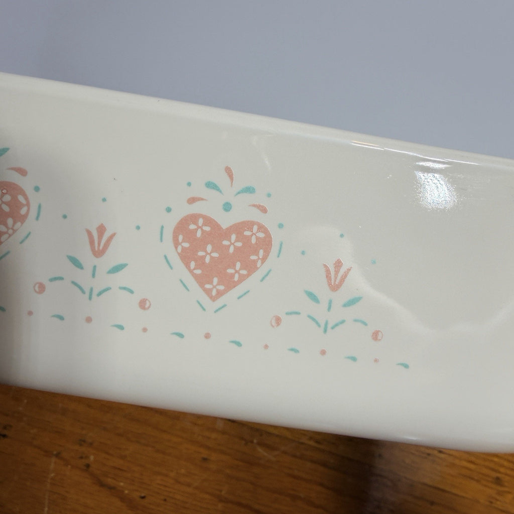 Corning Ware Forever Yours 9x13 Rectangle Roaster Lasagna Cake Pan Pink Heart