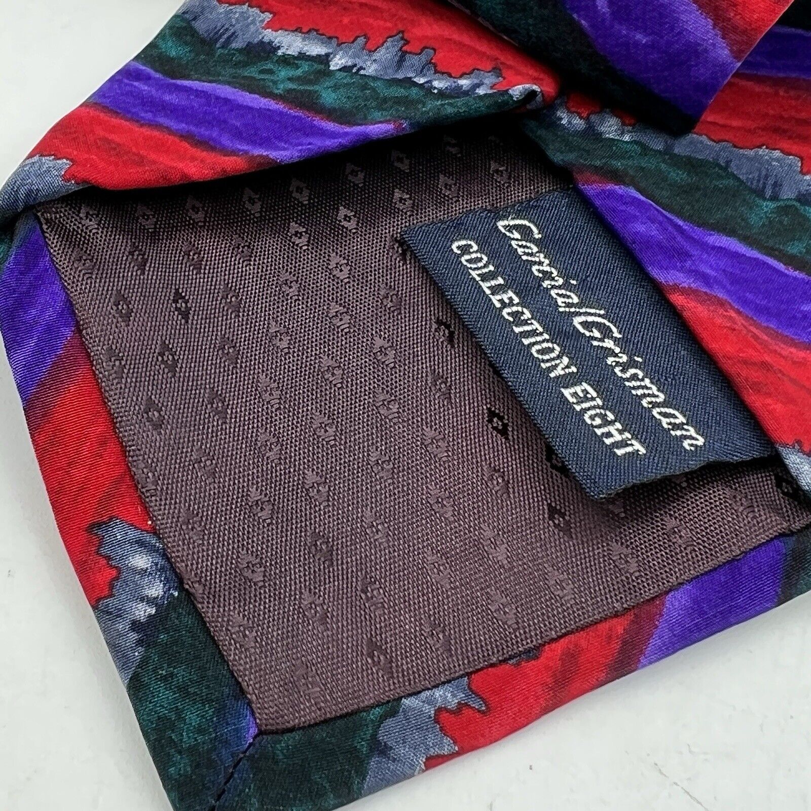 Jerry Garcia Grisman Skyline City Collection 8 AbstractRed Purple Black Tie 4"