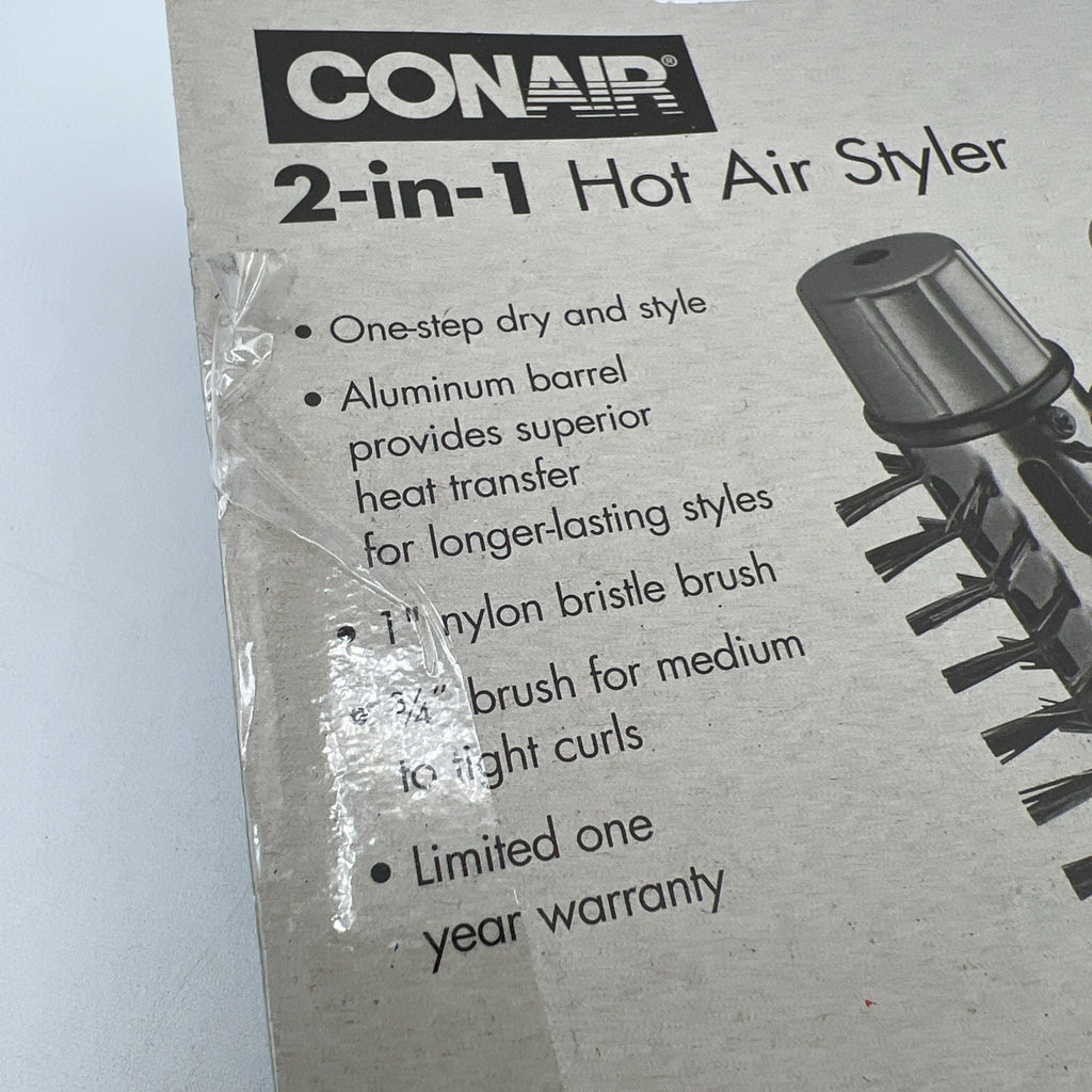 CONAIR 2-IN-1 Hot Air Styler Wet/Dry Hair 2008 2 Brushes Package Slightly OPEN