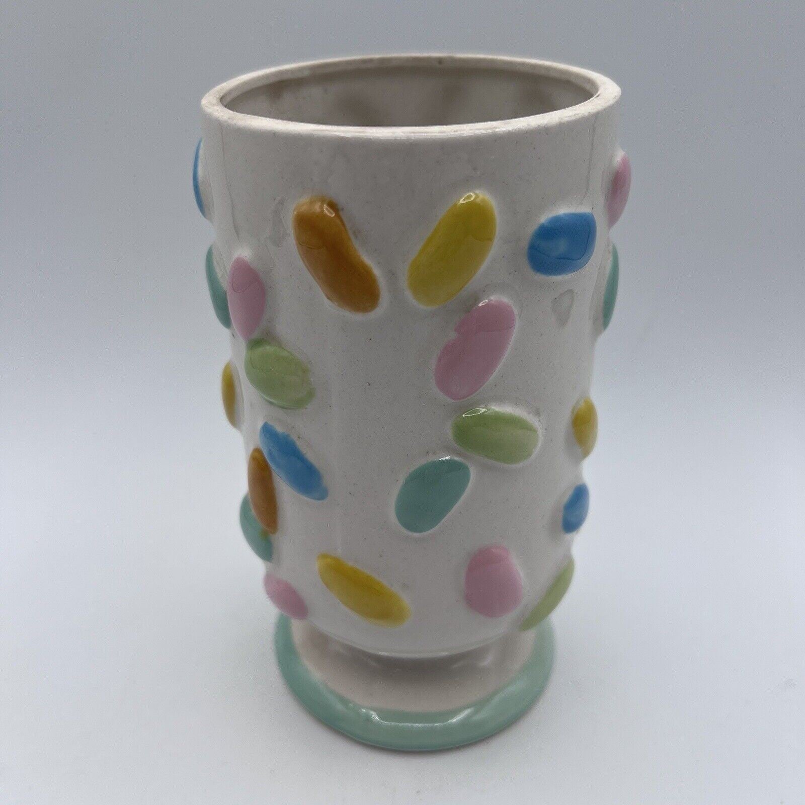 Vtg Ceramic Jelly Bean Easter Vase Candy Jar Dish 8402 Shafford Japan Pastel 6"