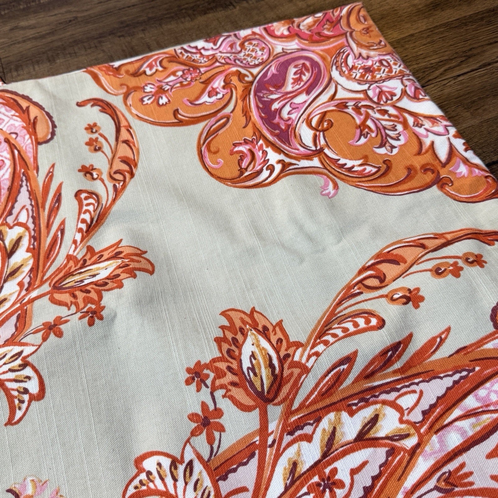 2 Pottery Barn Olympia Paisley Linen Square Pillow Cover 24" Pink Coral Boho