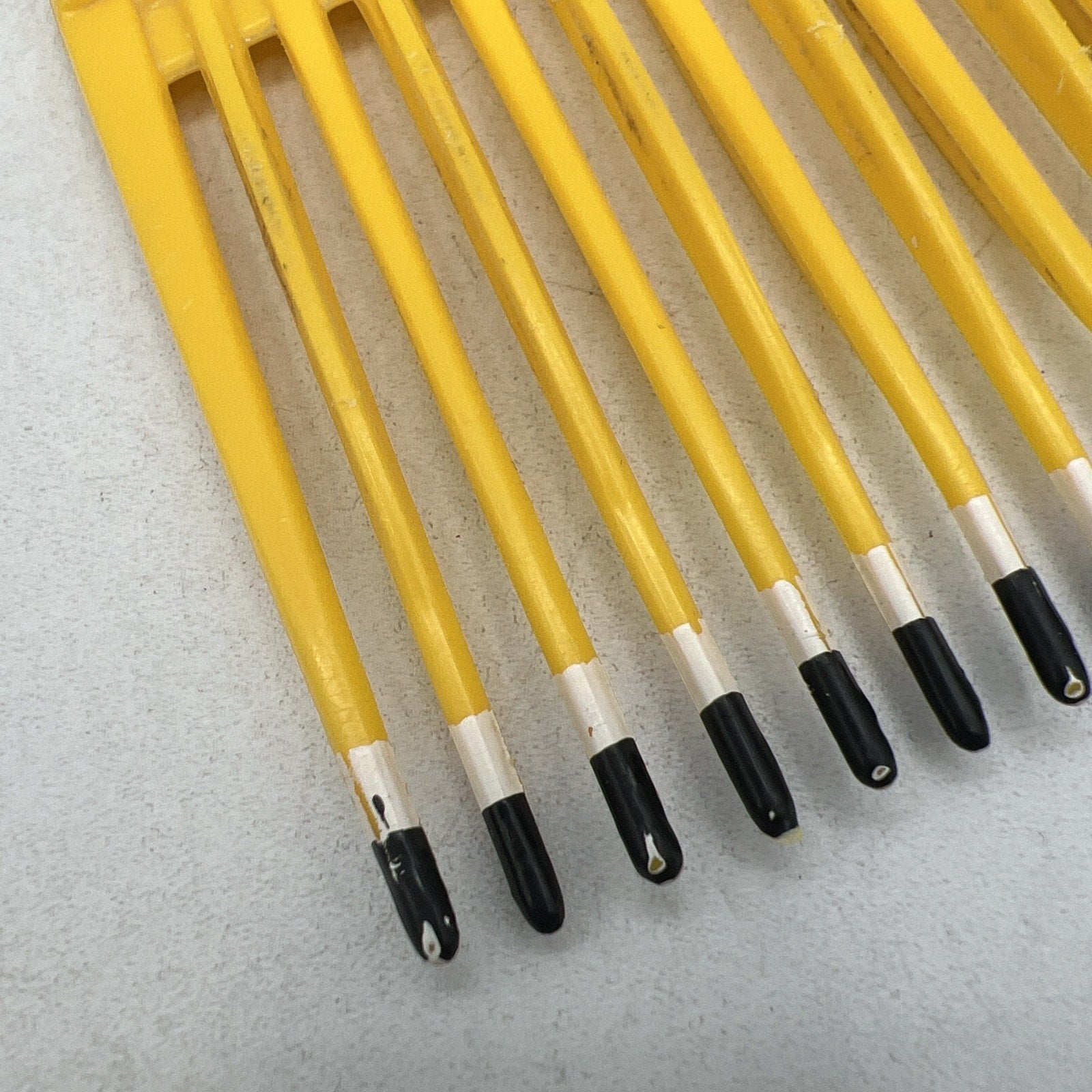 Vintage 1980s USA Patent 4345608 Color Dip Hair Pick Lift Comb Yellow Black 6”